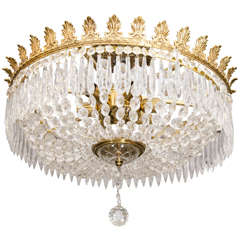 Large Crystal Flush Mounted Ceiling Fixture