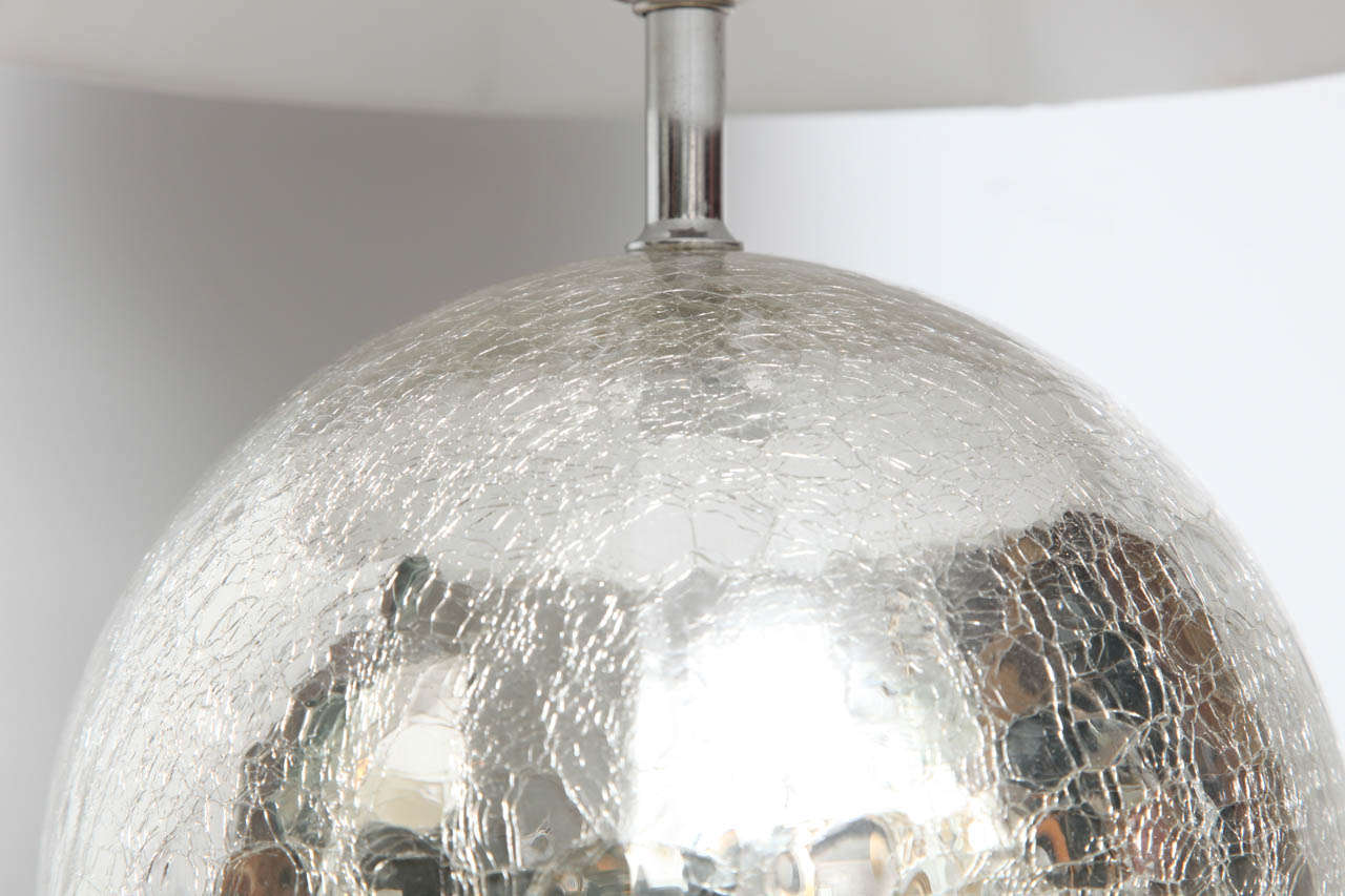 Art Deco Crackle Mercury Glass Globe Lamps