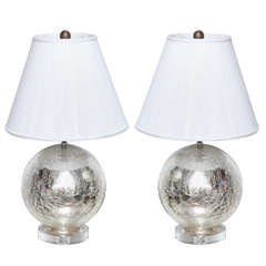 Crackle Mercury Glass Globe Lamps