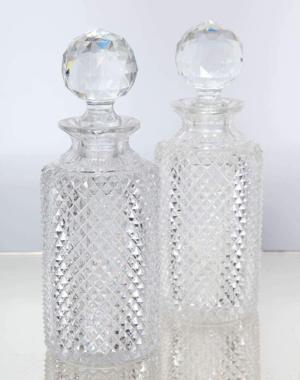 Cut Crystal Decanters with Faceted Stoppers