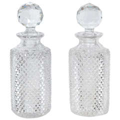 Cut Crystal Decanters with Faceted Stoppers