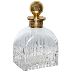 Cut Crystal Decanter with Gilded Stopper and Collar