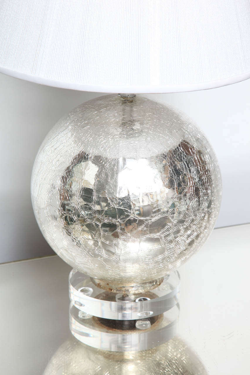 Crackle Mercury Glass Globe Lamps at 1stDibs