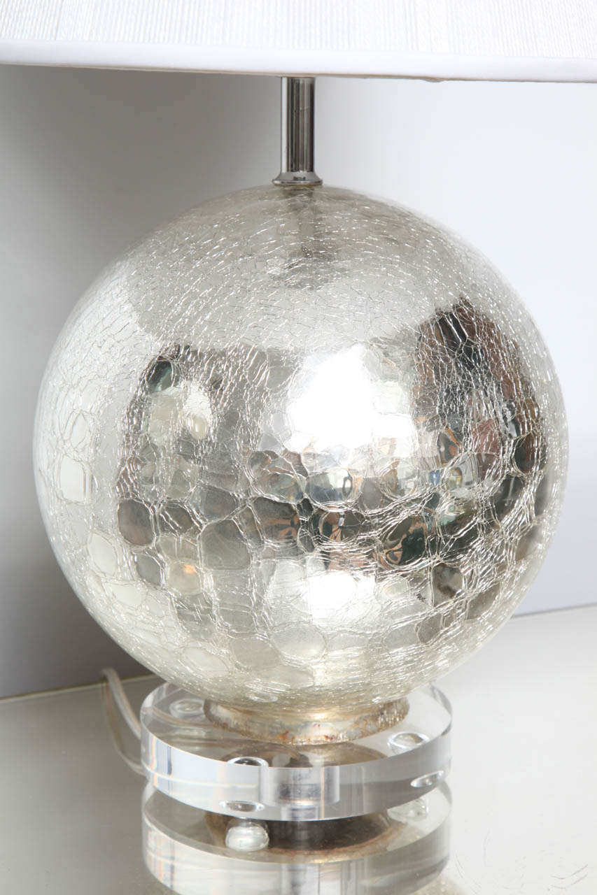 Crackle Mercury Glass Globe Lamps at 1stDibs