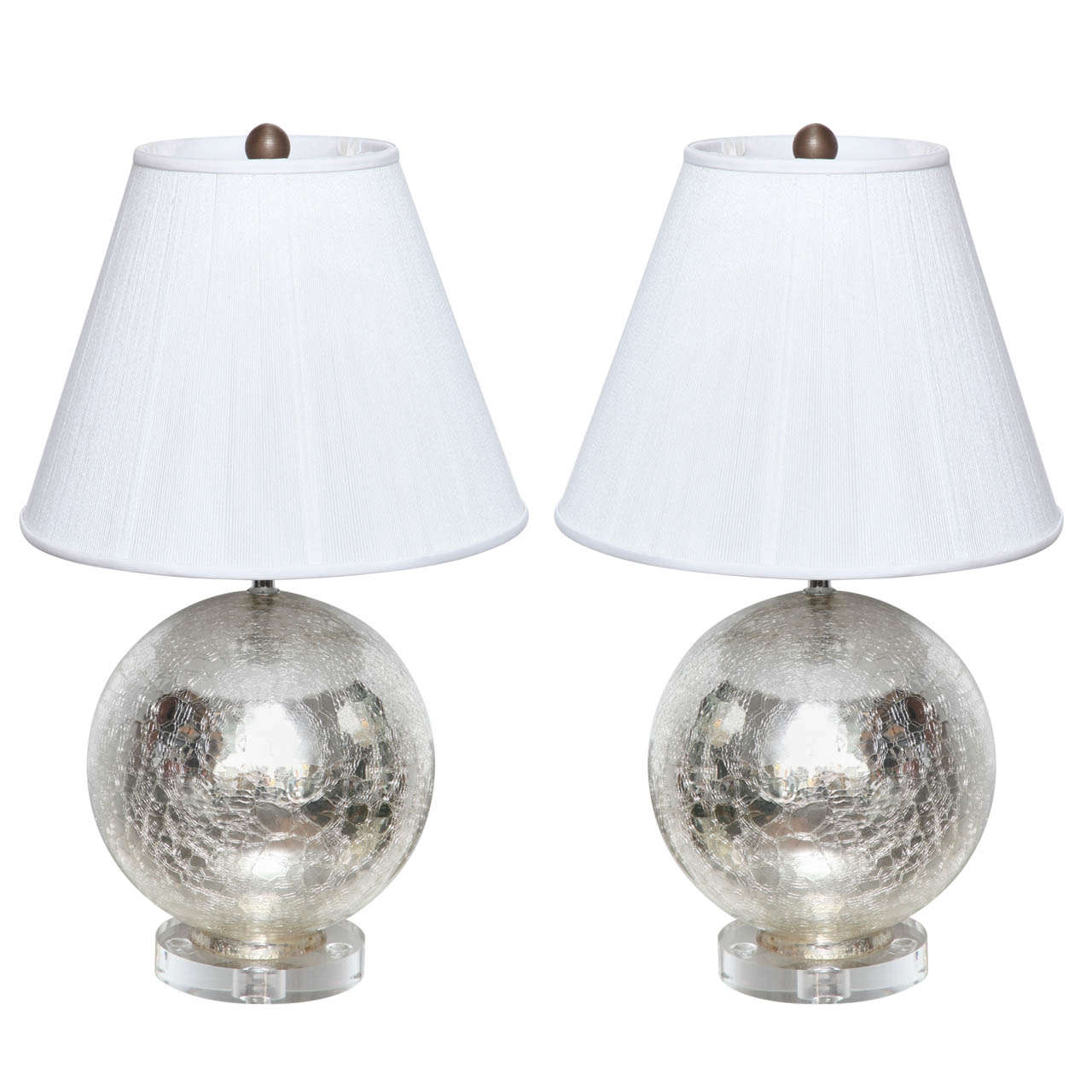 Crackle Mercury Glass Globe Lamps at 1stDibs