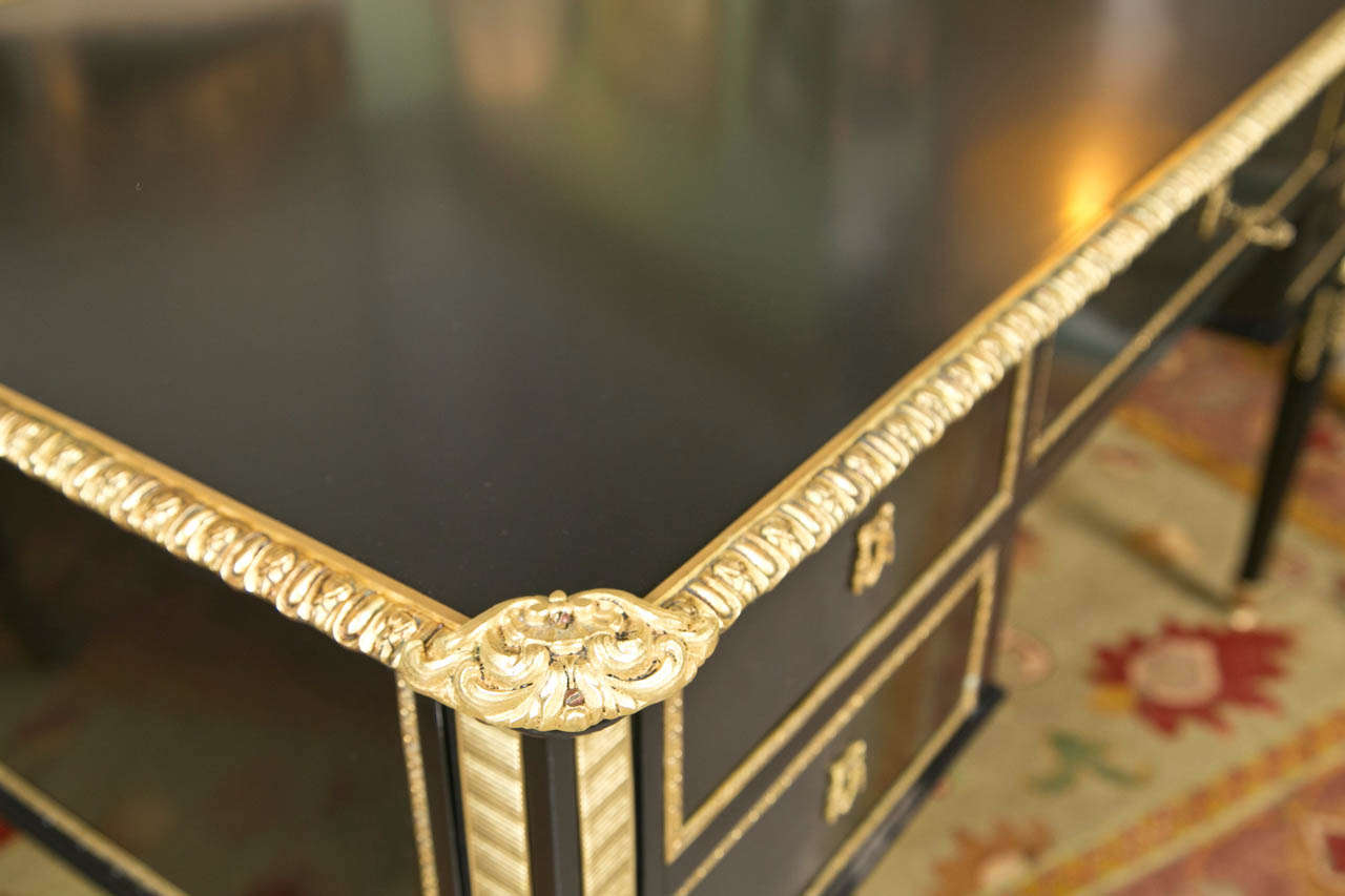French Louis XVI Style Ebonized Desk by Jansen In Good Condition In Stamford, CT