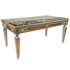Louis XVI Style Verre Eglomise Mirrored Coffee Table Manner Jansen