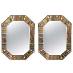 Pair of Micro Mosaic Tiled Mirror Panels