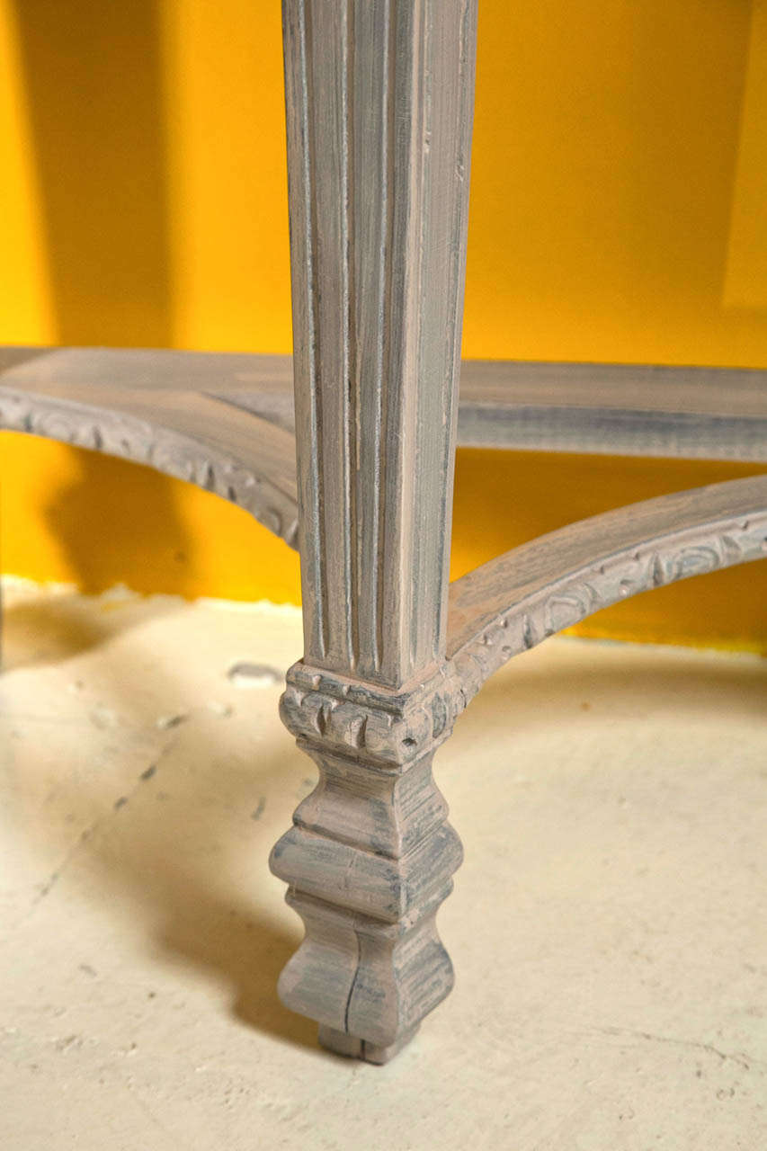Swedish Style Paint Decorated Marble-Top Console with Mirror In Good Condition In Stamford, CT