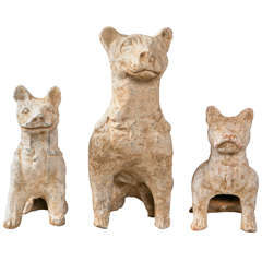 Set of Three of 18th Century Pottery Bull Dogs