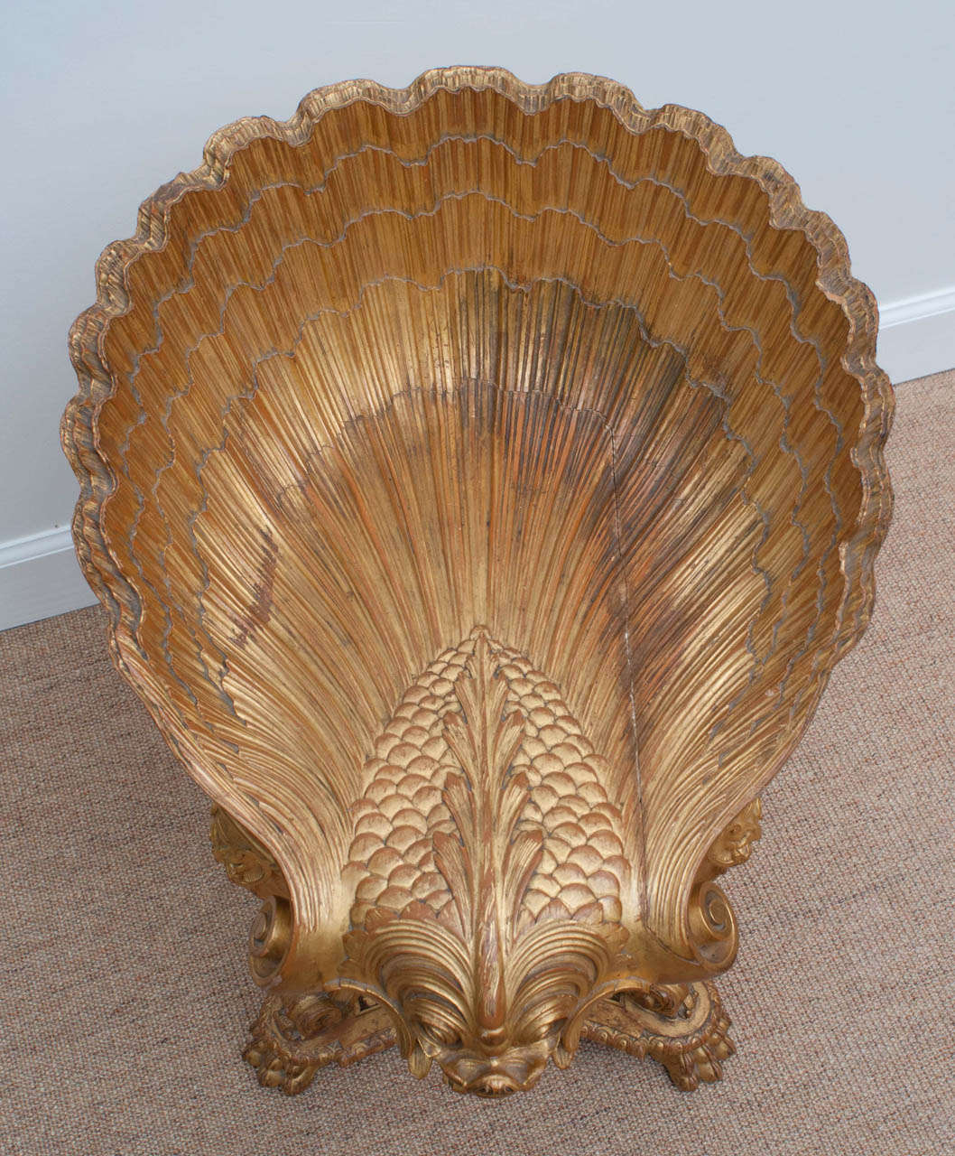 Imperial Russian Dolphin and Shell Carved Gilt Wood Harp Stool Circa 1900 In Excellent Condition In Kensington, MD