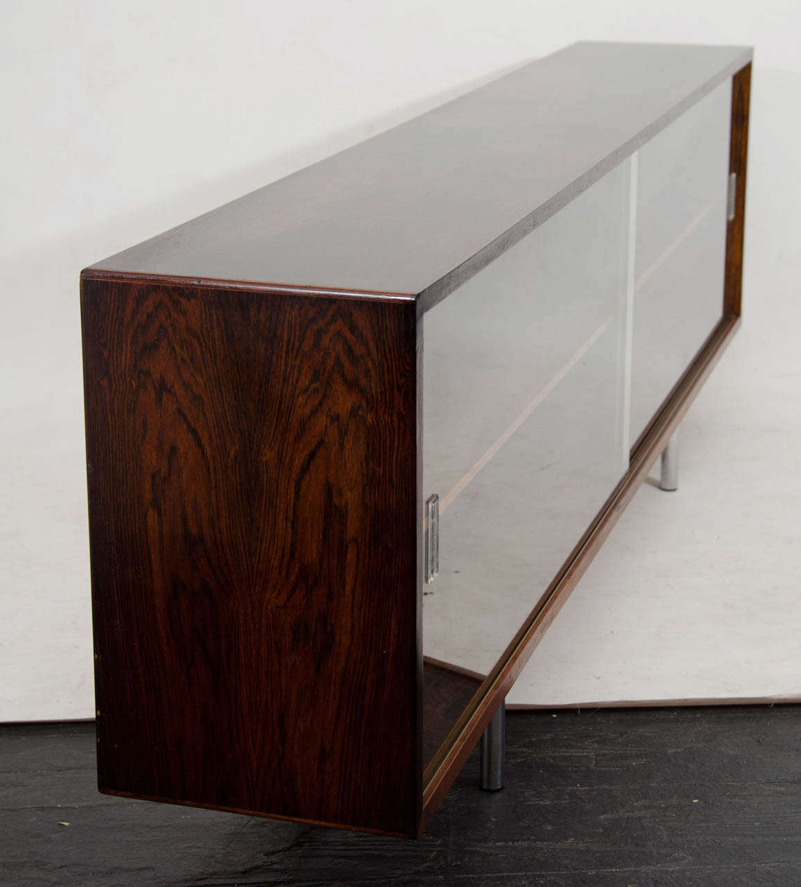 Long and Low Rosewood Bookcase Cabinet