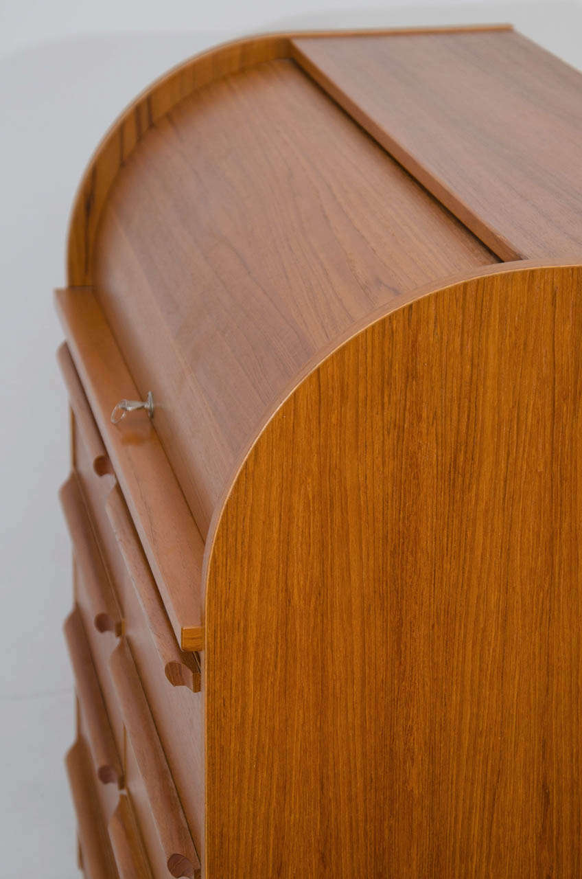 Danish Scandinavian Roll Top Secretary Desk For Sale