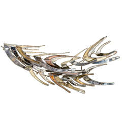 Mixed Metal Wall Sculpture Titled "Dive" by Bijan J. Bijan