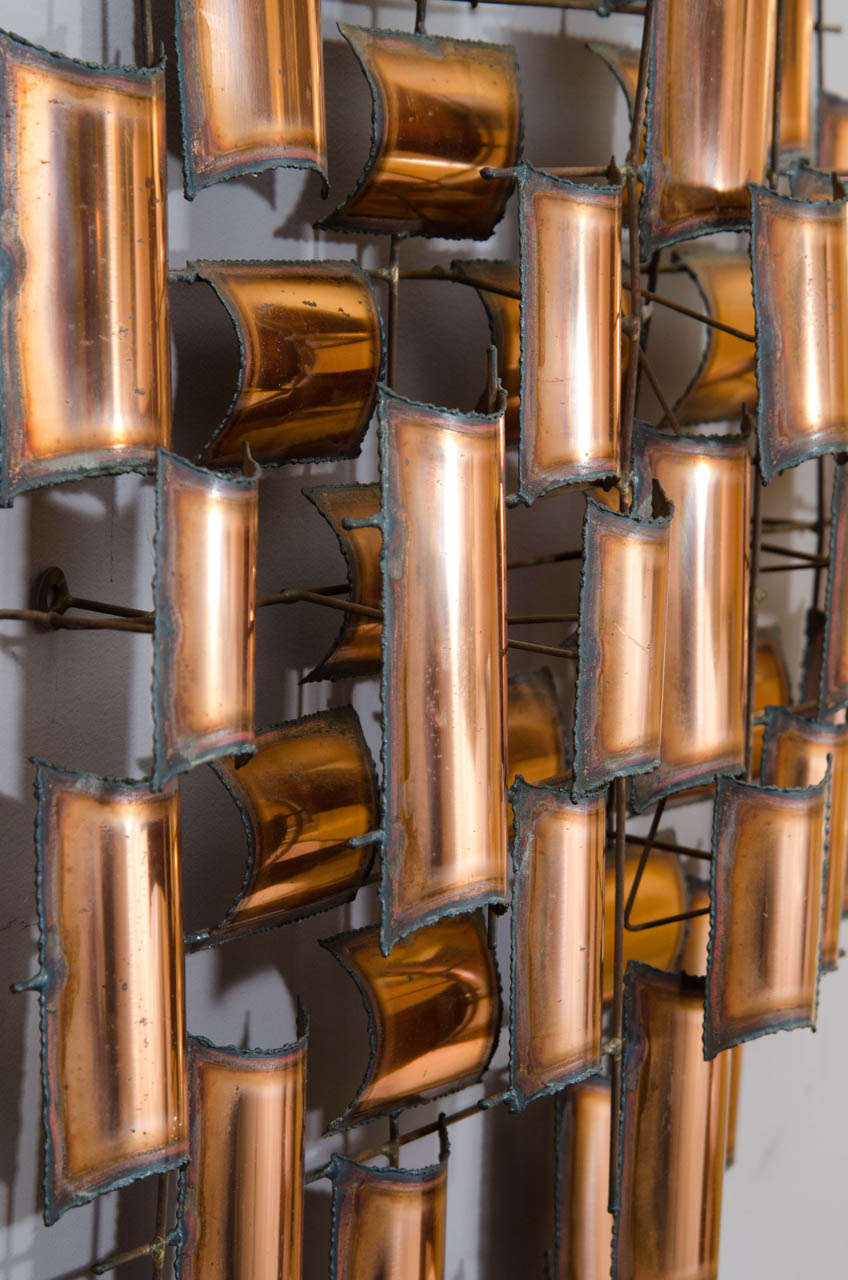 Mid-Century Modern Torch Cut Copper Wall Art Sculpture For Sale
