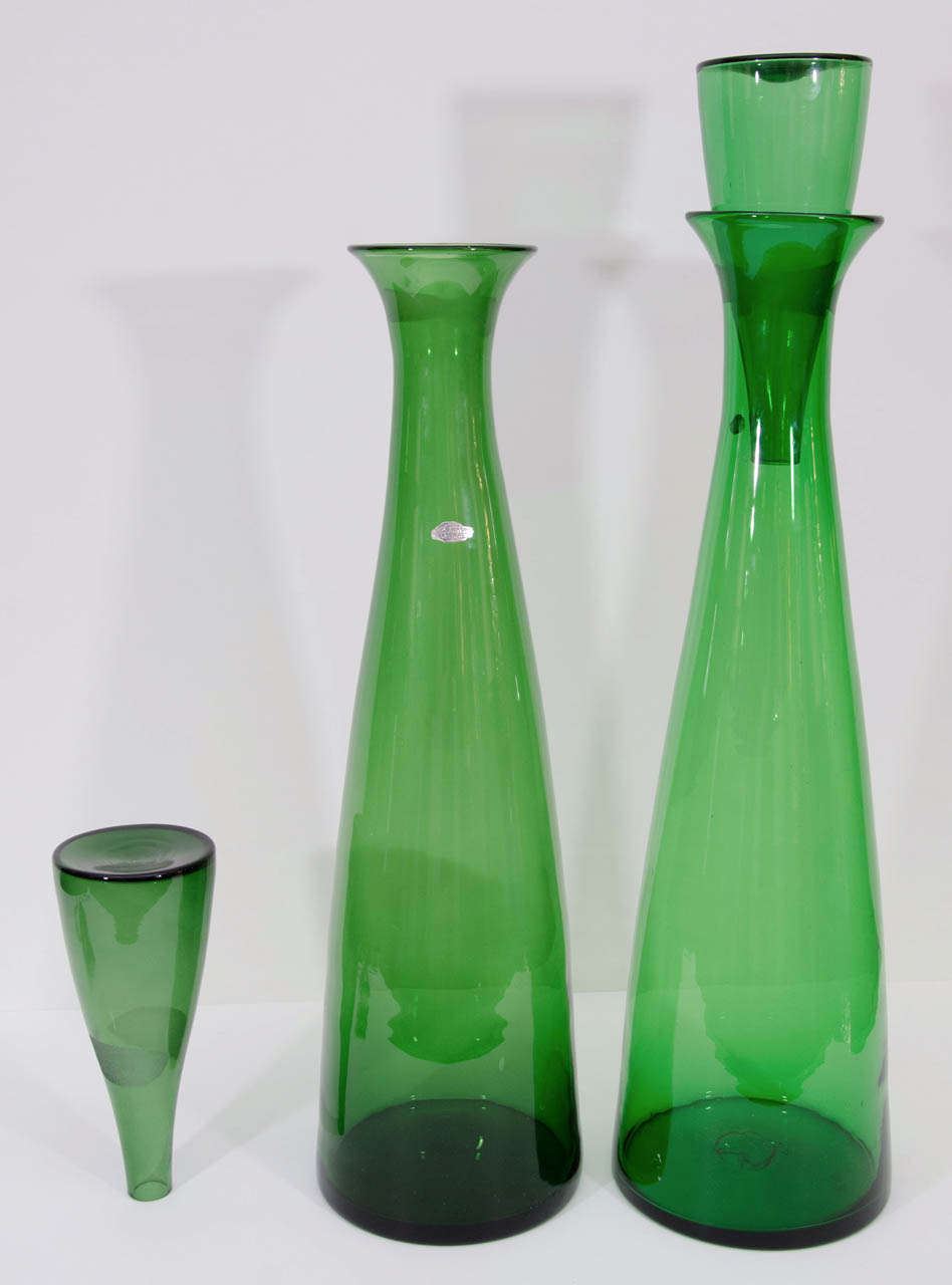 Very Tall Pair of Floor Decanters by Wayne Husted for Blenko 1