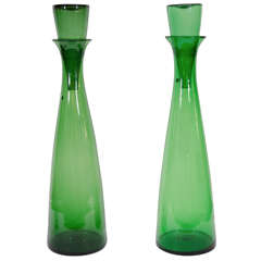 Very Tall Pair of Floor Decanters by Wayne Husted for Blenko