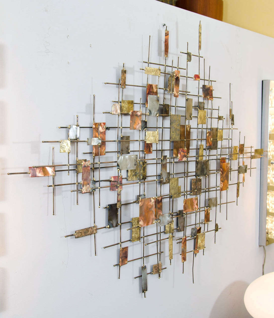 Mixed Metal Geometric Wall Sculpture at 1stdibs