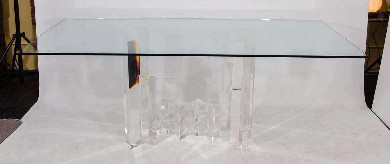 Fantastic Lucite Sculptural Dining Table Base at 1stdibs