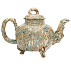 A Rare English Solid Agate Pottery Teapot