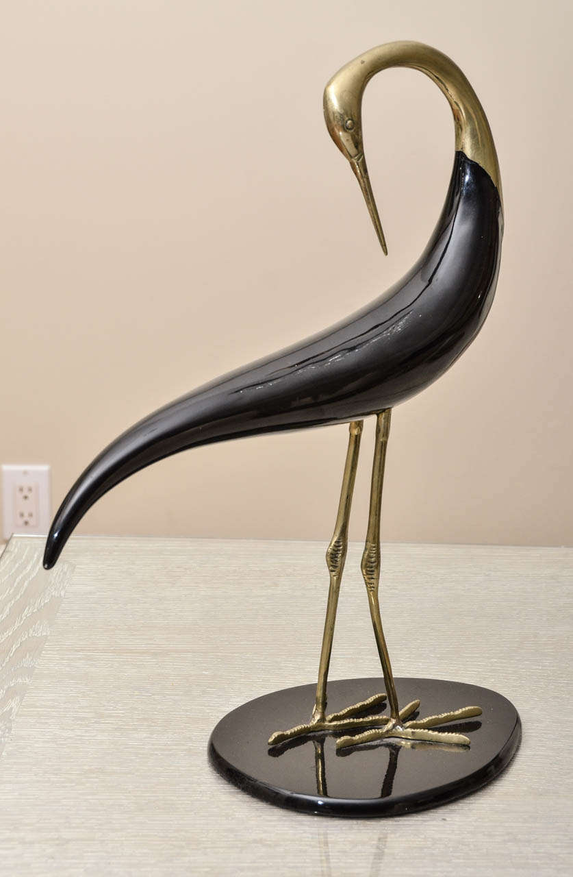 Very Stylish Lacquer & Bronze Bird Sculpture