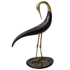 Very Stylish Lacquer & Bronze Bird Sculpture