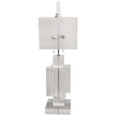 Large Lucite Cubist Lamp