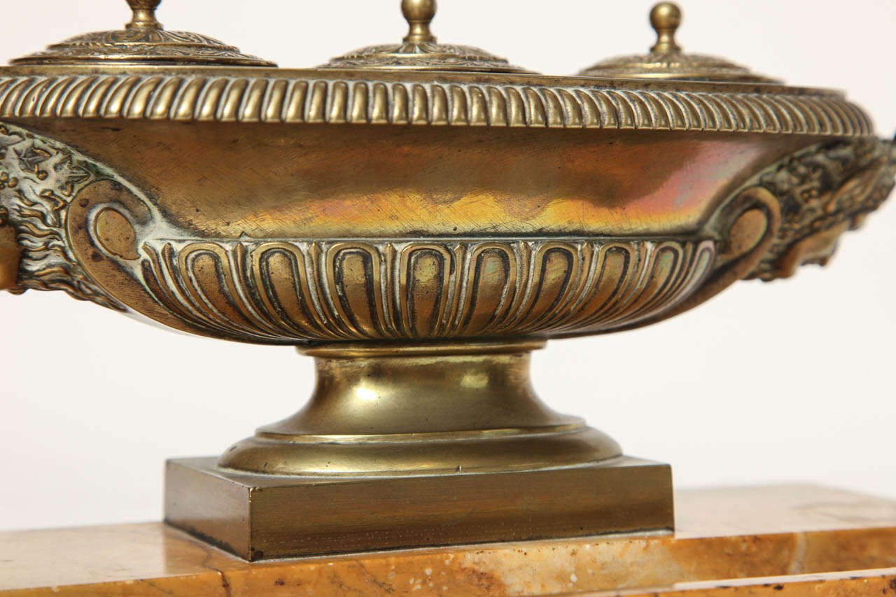 19th Century French, Bronze and Marble Inkwell For Sale 4