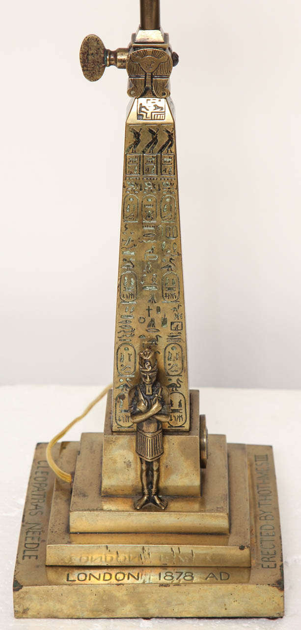 English Late 19th Century Brass Model of Cleopatras Needle as a Lamp
