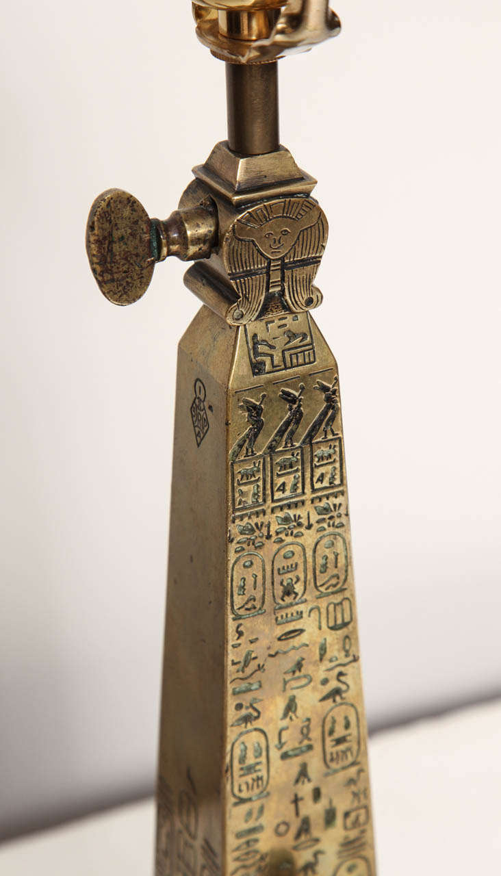 Late 19th Century Brass Model of Cleopatras Needle as a Lamp In Excellent Condition In New York, NY
