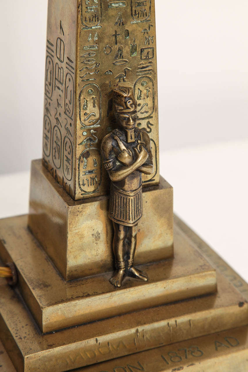 Late 19th Century Brass Model of Cleopatras Needle as a Lamp 1