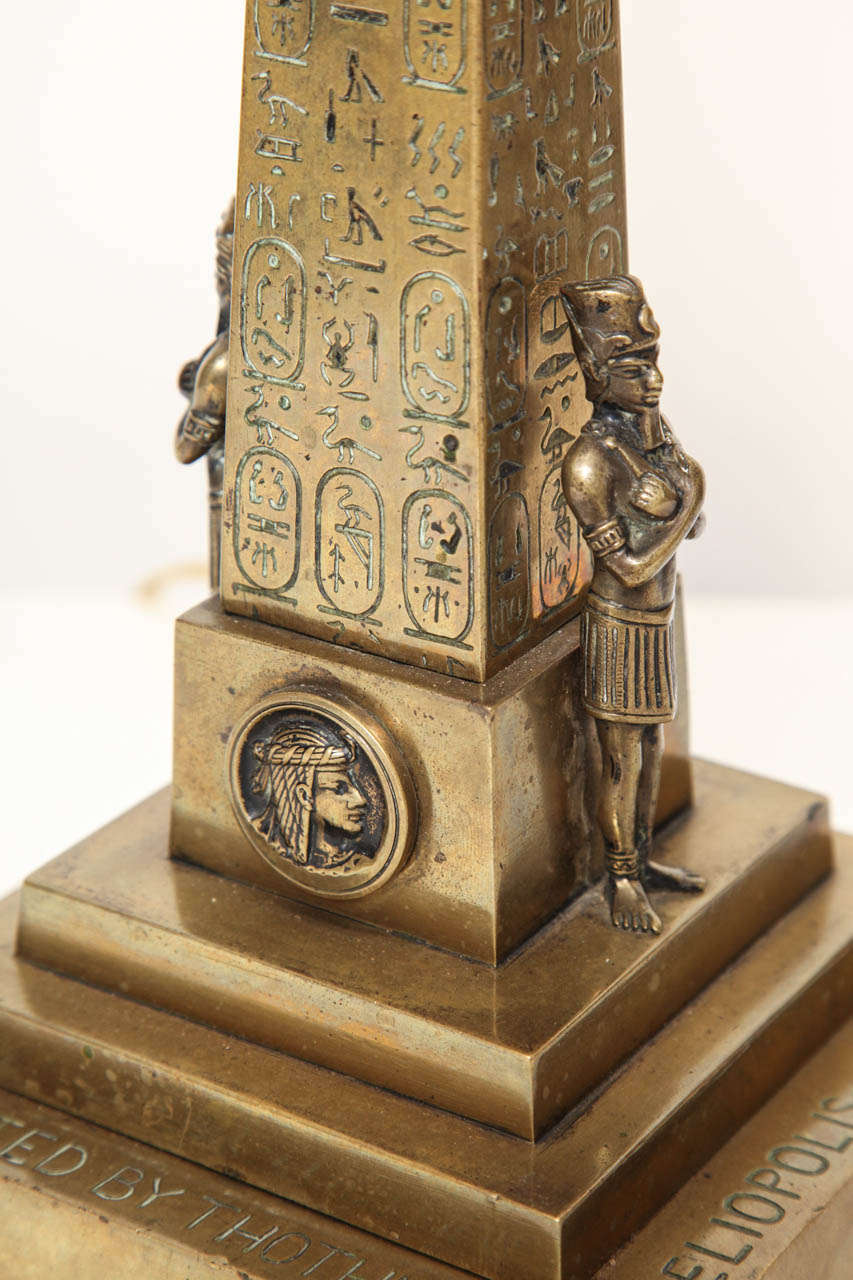 Late 19th Century Brass Model of Cleopatras Needle as a Lamp 3
