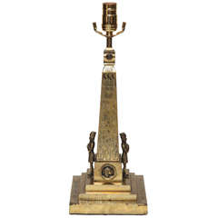 Late 19th Century Brass Model of Cleopatras Needle as a Lamp