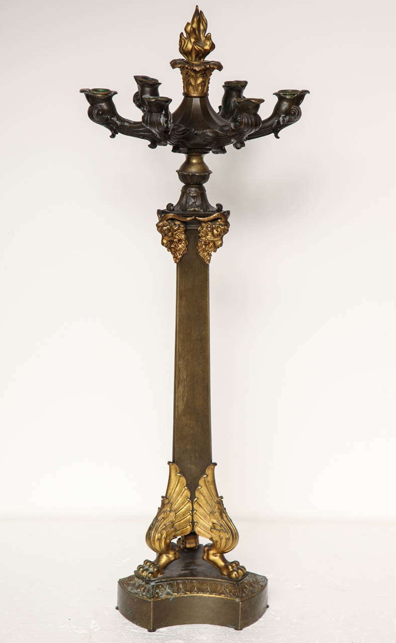 19th Century French Empire Bronze Candelabra In Good Condition For Sale In New York, NY