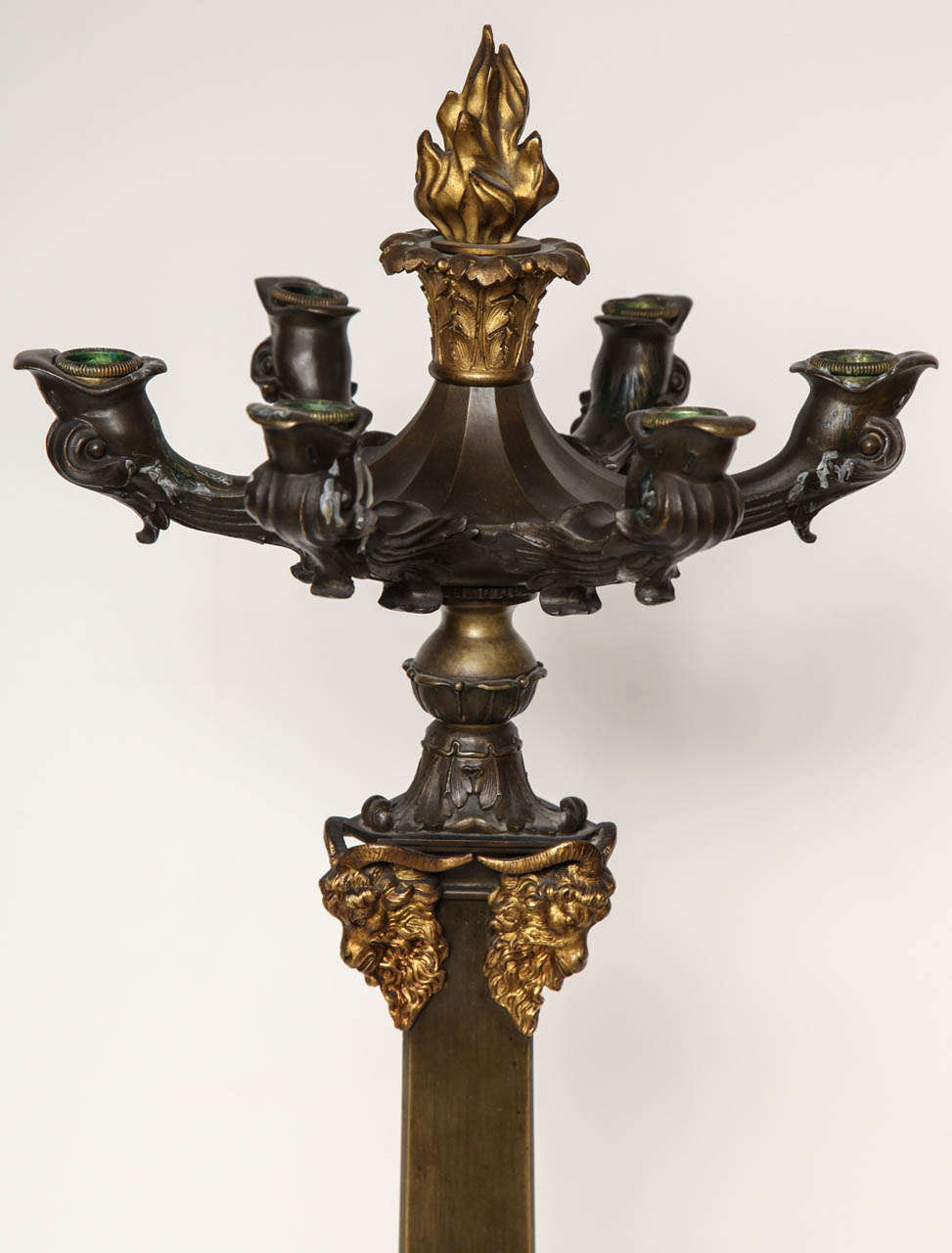 19th Century French Empire Bronze Candelabra For Sale 2