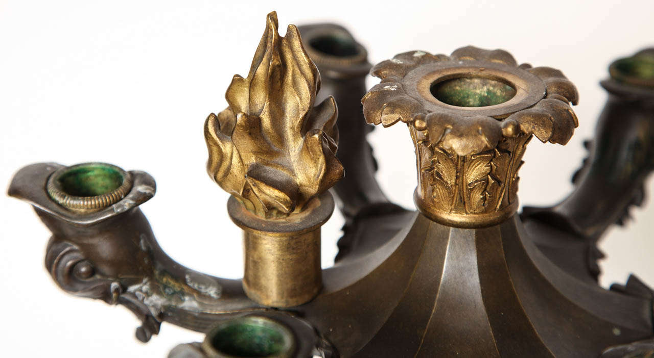 19th Century French Empire Bronze Candelabra For Sale 4