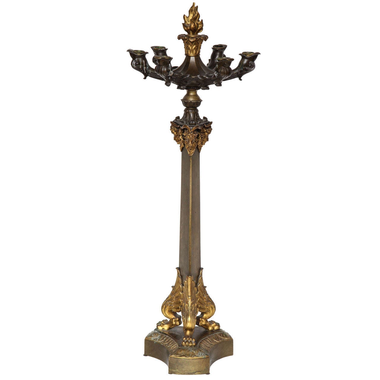 19th Century French Empire Bronze Candelabra For Sale