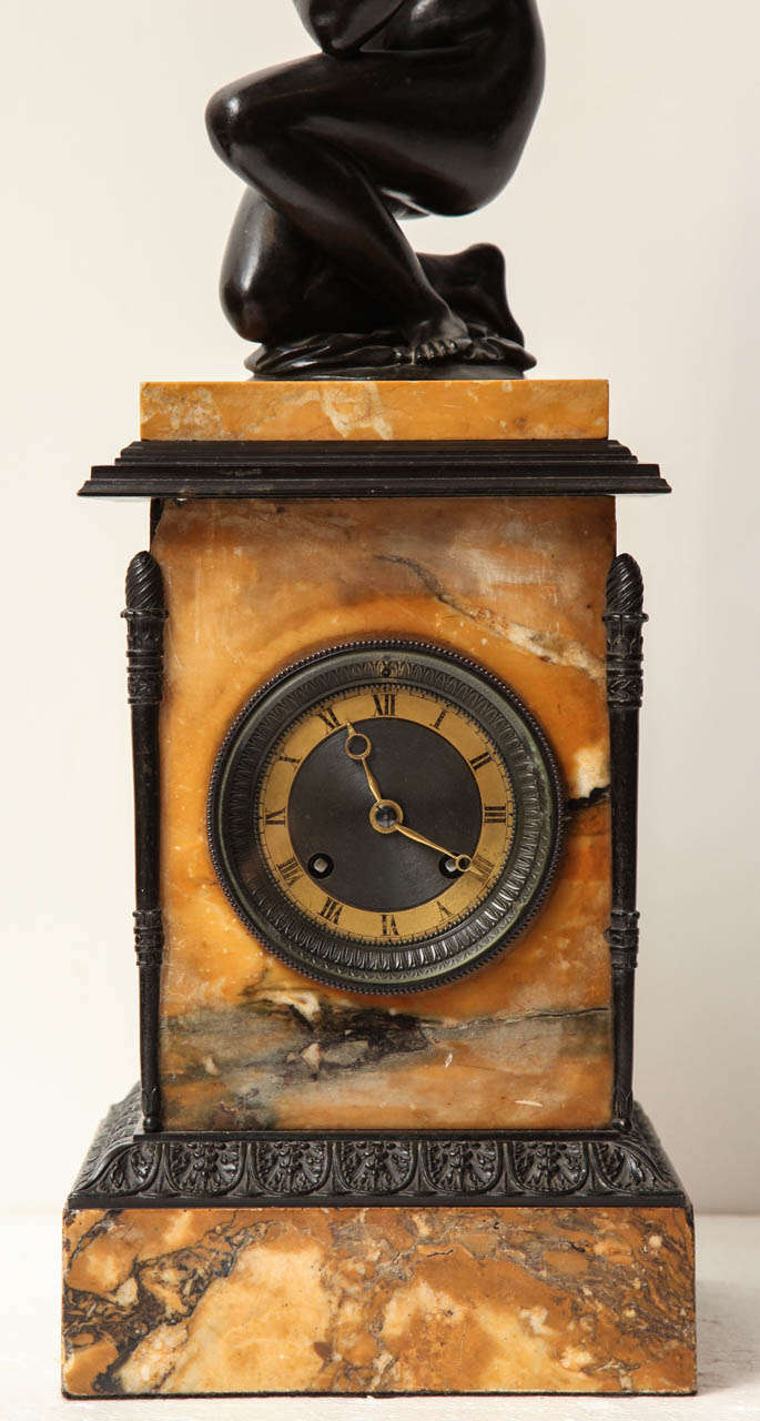 19th Century Charles X Bronze and Marble Clock For Sale