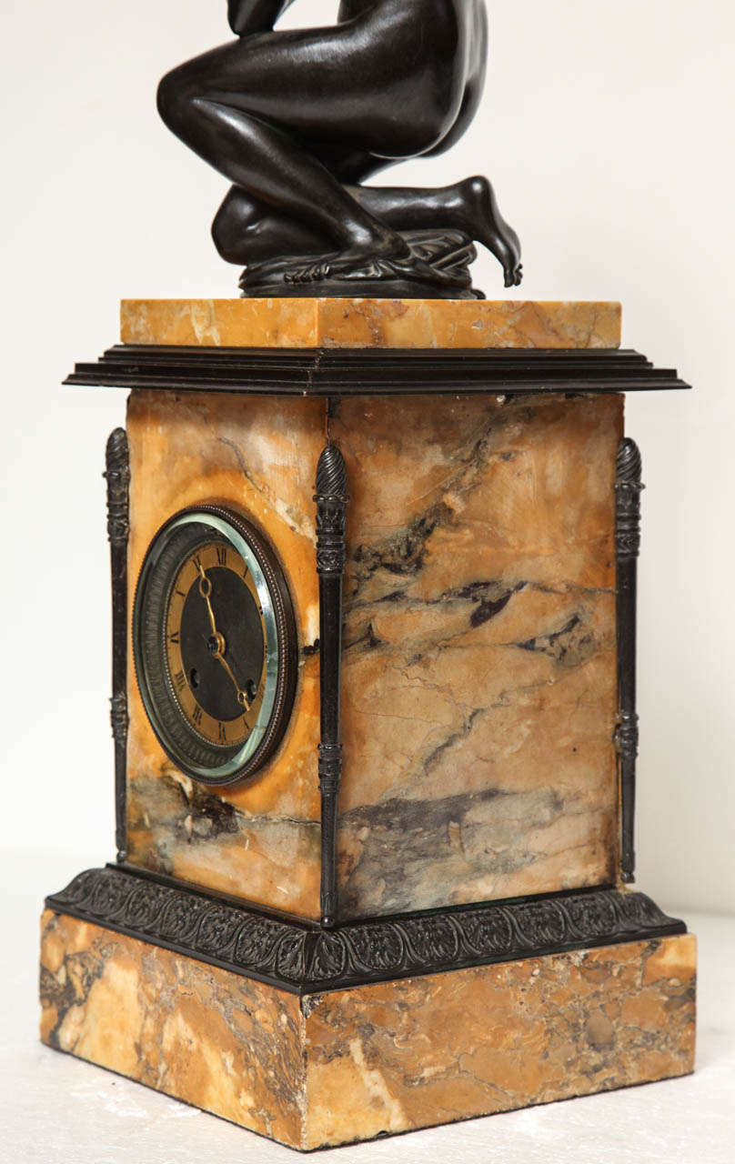 Charles X Bronze and Marble Clock For Sale 3