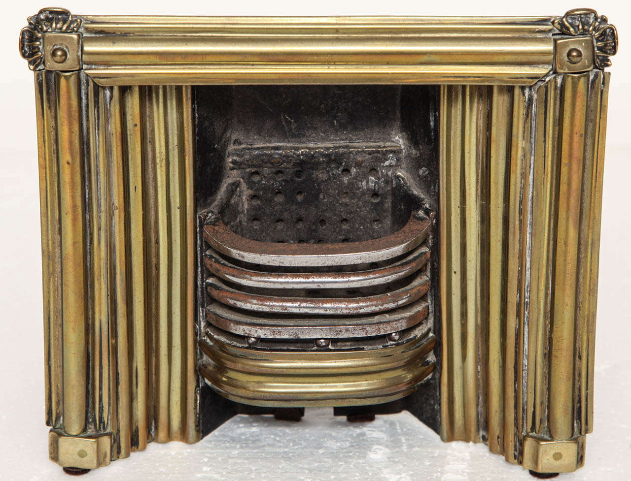 19th Century Brass and Steel Miniature Fire Grate