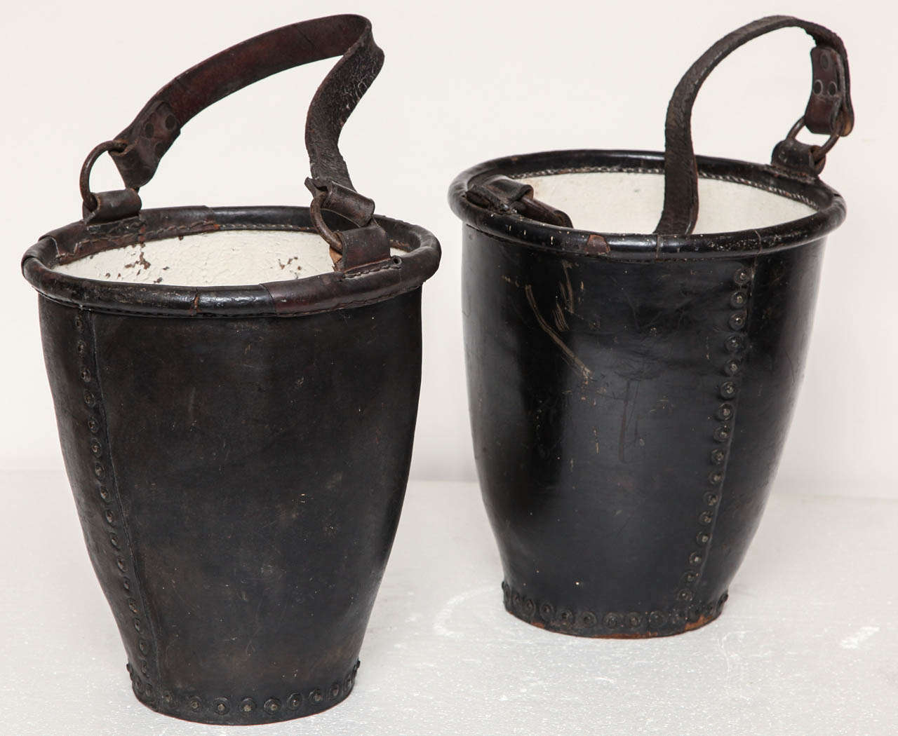 Leather Pair of Fire Buckets from Dromoland Castle For Sale