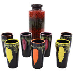 Vintage Mid-century Scheurich Keramik  West German Lava Pottery Ceramic Colourful Drink