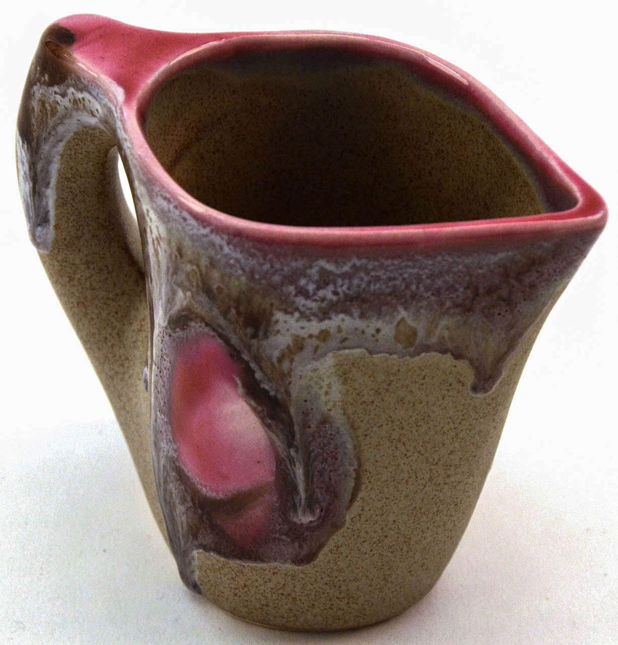 Service à café sept pièces en céramique beige et rose vintage Vallauris Pottery des années 1960 en vente 1