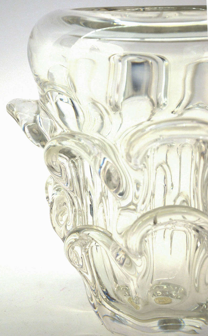 Mid-Century Modern Val Saint Lambert Solid Crystal Vase For Sale