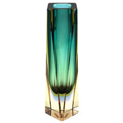 1970s Murano Green Glass Vase