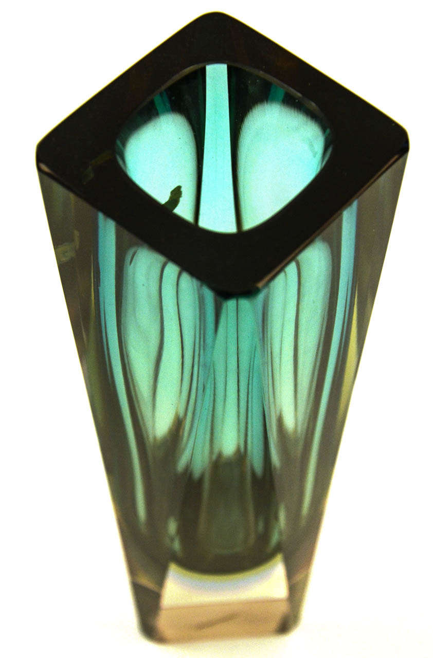 1970s Murano Green Glass Vase For Sale at 1stdibs
