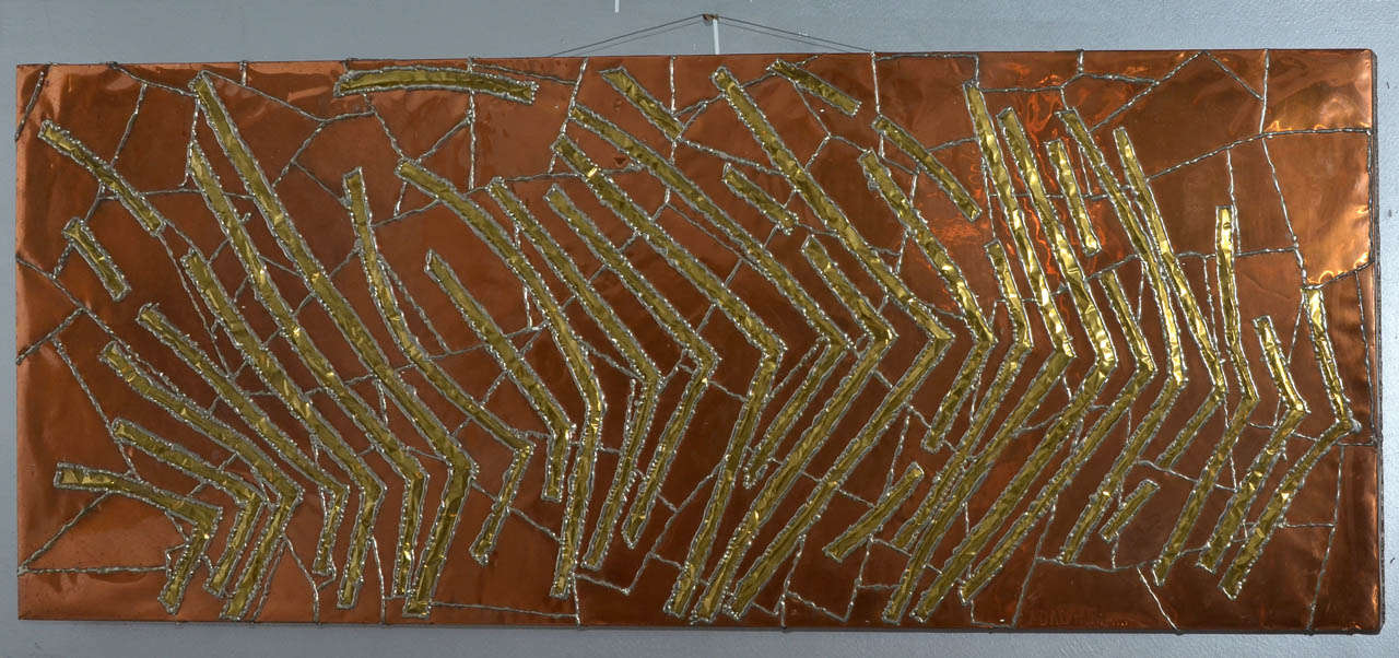1969 copper panel signed by Adalgari. Normal wear consistent with age and use.