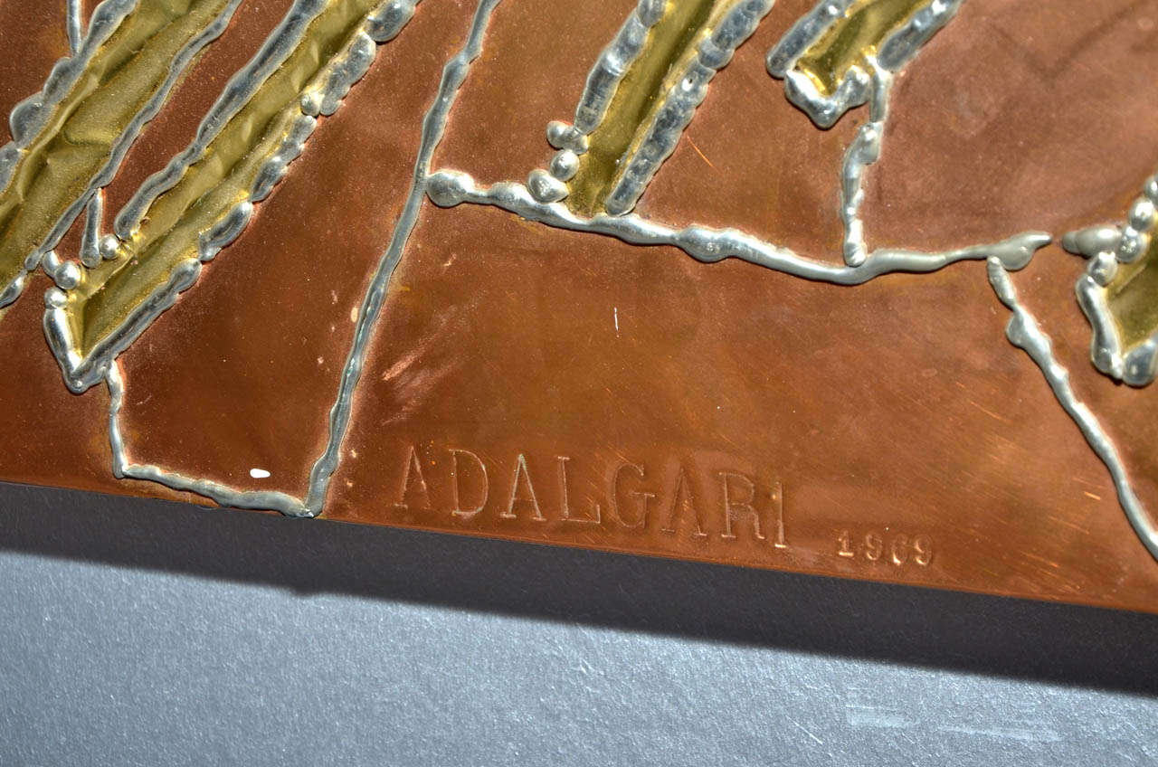 1969 Copper Panel Signed by Adalgari. For Sale 2