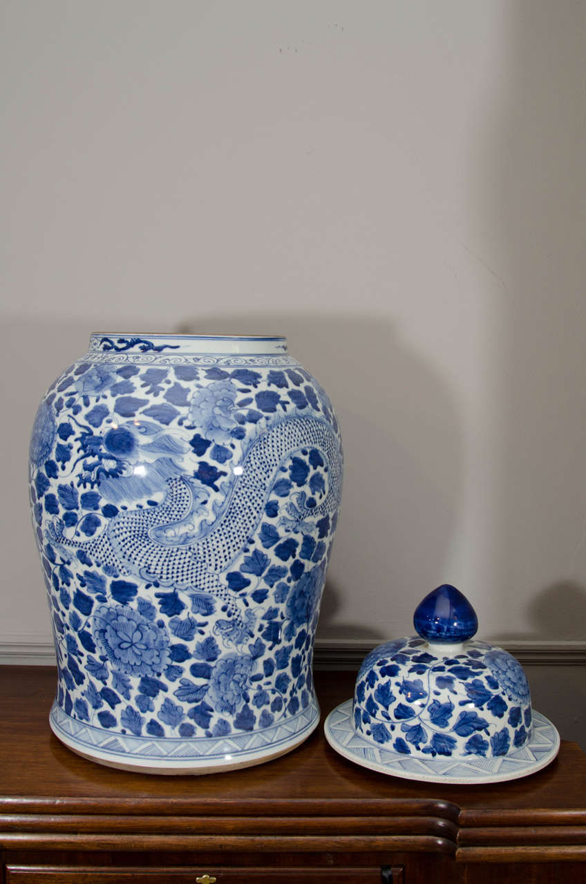 Pair of Blue and White Temple Jars 1