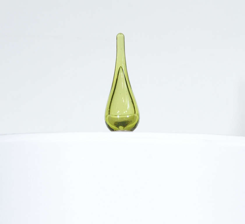 20th Century Pair of Citrus Green Glass Lamps by Blenko